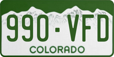 CO license plate 990VFD
