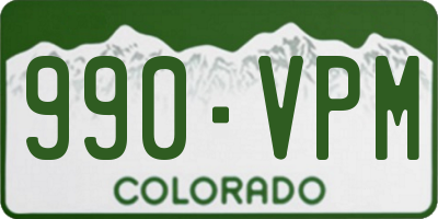 CO license plate 990VPM
