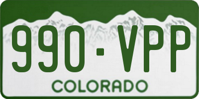 CO license plate 990VPP