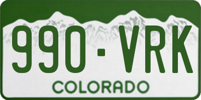 CO license plate 990VRK