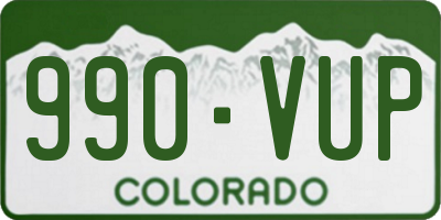 CO license plate 990VUP