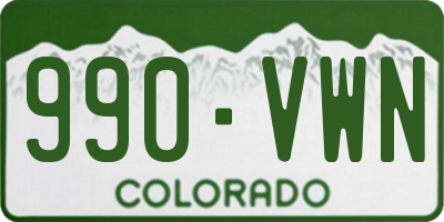 CO license plate 990VWN