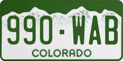 CO license plate 990WAB