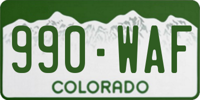 CO license plate 990WAF