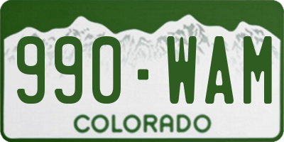 CO license plate 990WAM