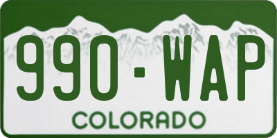 CO license plate 990WAP