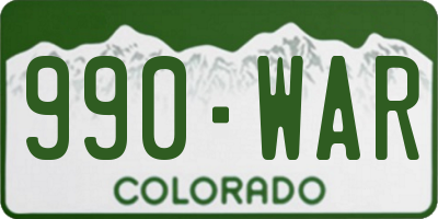 CO license plate 990WAR