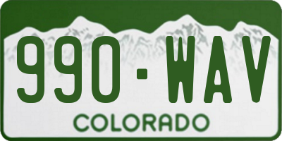 CO license plate 990WAV