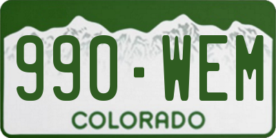 CO license plate 990WEM