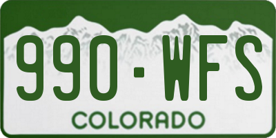 CO license plate 990WFS