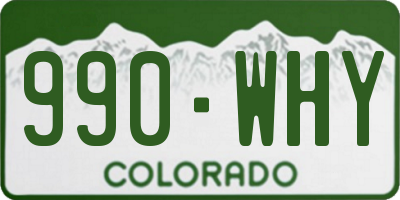 CO license plate 990WHY