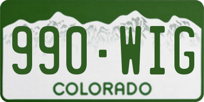 CO license plate 990WIG