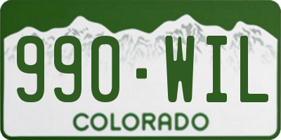 CO license plate 990WIL