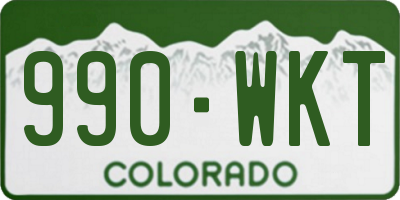 CO license plate 990WKT