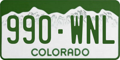 CO license plate 990WNL