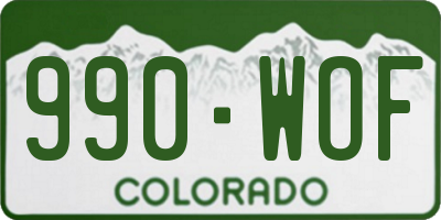 CO license plate 990WOF