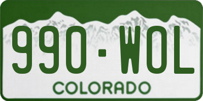CO license plate 990WOL