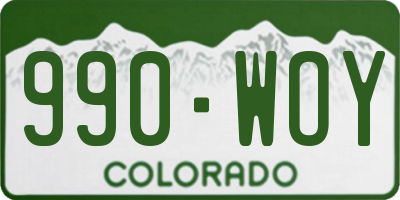 CO license plate 990WOY