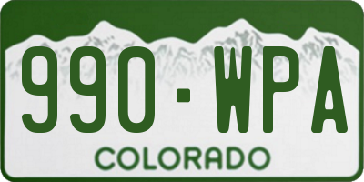 CO license plate 990WPA