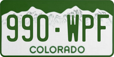 CO license plate 990WPF