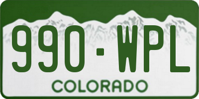 CO license plate 990WPL