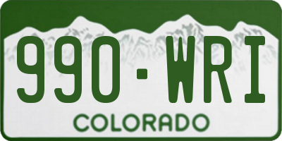 CO license plate 990WRI