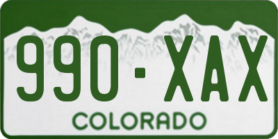 CO license plate 990XAX