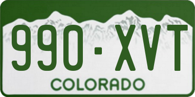 CO license plate 990XVT