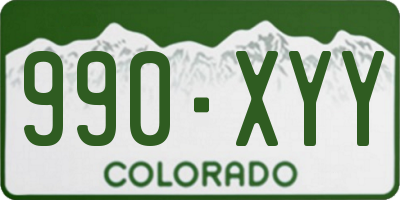 CO license plate 990XYY