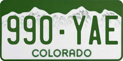 CO license plate 990YAE