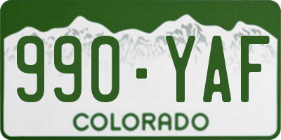 CO license plate 990YAF