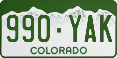 CO license plate 990YAK