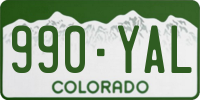 CO license plate 990YAL
