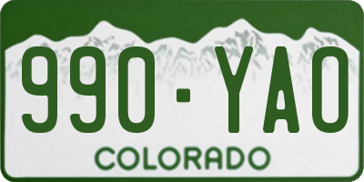 CO license plate 990YAO