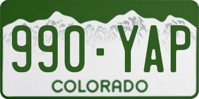 CO license plate 990YAP