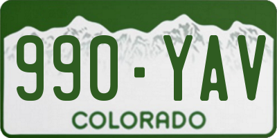 CO license plate 990YAV