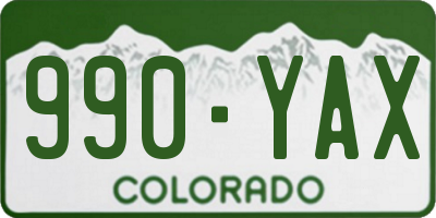 CO license plate 990YAX