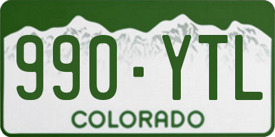 CO license plate 990YTL