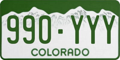 CO license plate 990YYY