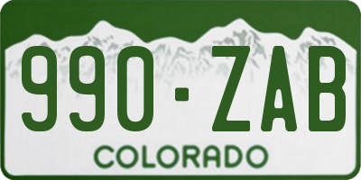 CO license plate 990ZAB