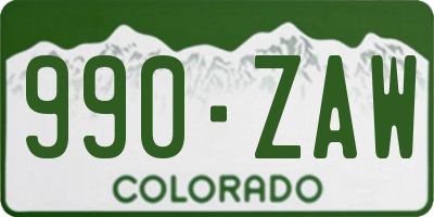 CO license plate 990ZAW