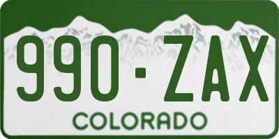 CO license plate 990ZAX