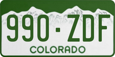 CO license plate 990ZDF