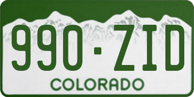 CO license plate 990ZID