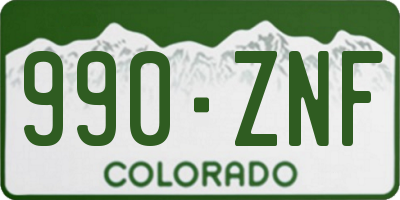 CO license plate 990ZNF