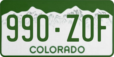 CO license plate 990ZOF