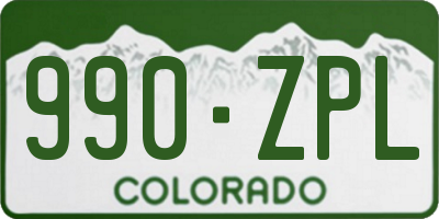 CO license plate 990ZPL