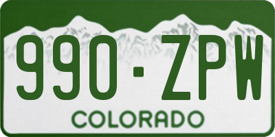 CO license plate 990ZPW