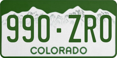 CO license plate 990ZRO