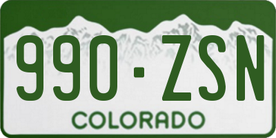 CO license plate 990ZSN